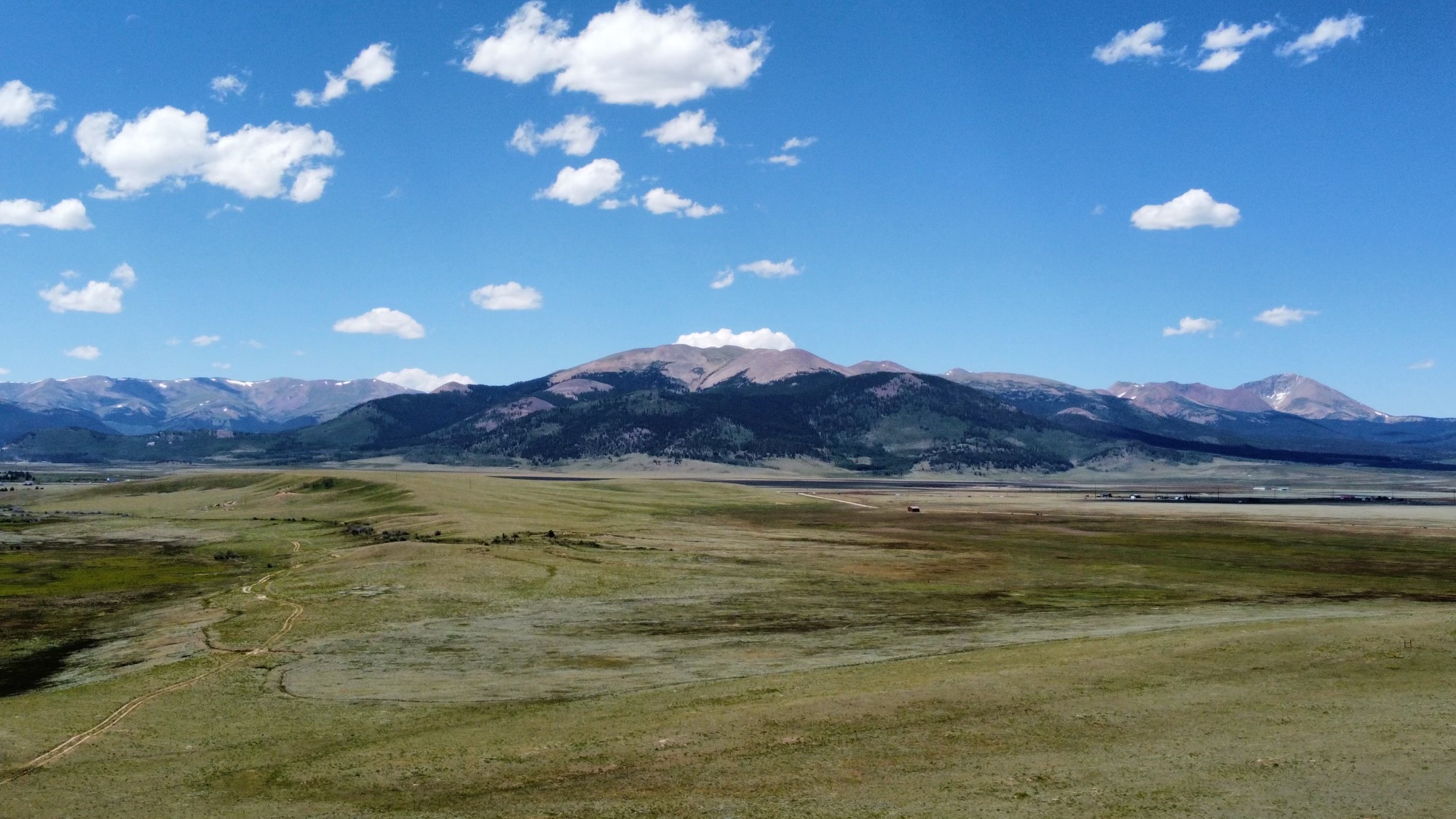 Blue sky aerial image of Collard Ranch Land. 